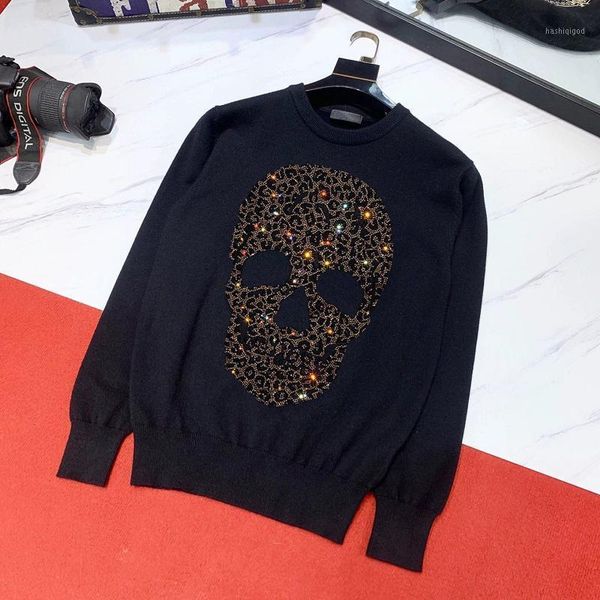 2021 autumn and winter new high-quality pullover skull personalized printing diamond men's sweater fashion warm long-sleeved1, White;black
2021 autumn and winter new high-quality pullover skull personalized printing diamond men's sweater fashion warm long-sleeved1, White;black