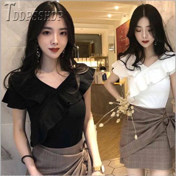 women's t-shirt 2021 summer ruffles women t shirt v neck slim female tee shirts1, White
women's t-shirt 2021 summer ruffles women t shirt v neck slim female tee shirts1, White
