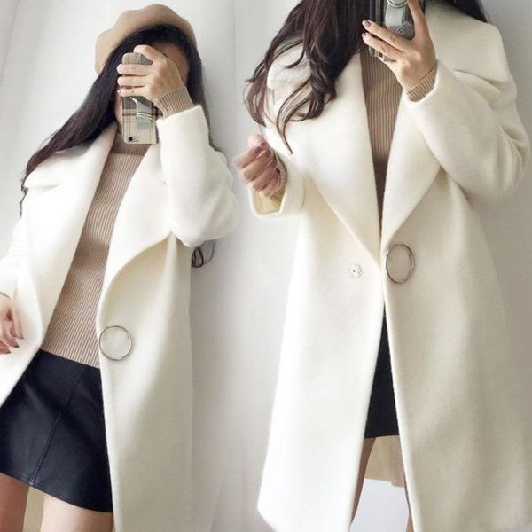 white wool mixture coat woman long sleeve winter fashion coat delicate wool for 2021 female overcoat fz796, Black
white wool mixture coat woman long sleeve winter fashion coat delicate wool for 2021 female overcoat fz796, Black