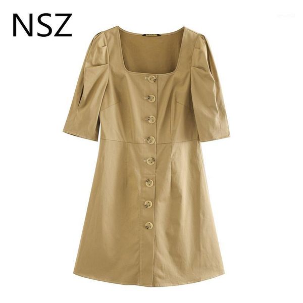 casual dresses nsz women cotton summer mini short dress puff sleeve square collar button elegant office ladies slim vestidos mujer 20211, Black;gray
casual dresses nsz women cotton summer mini short dress puff sleeve square collar button elegant office ladies slim vestidos mujer 20211, Black;gray