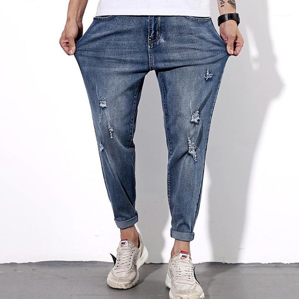 summer new nine-point hole pants jeans men large size stretch harem pants loose thin long jeans men1, Blue
summer new nine-point hole pants jeans men large size stretch harem pants loose thin long jeans men1, Blue