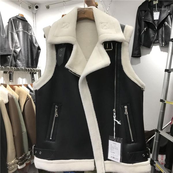 women's leather & faux korean slim thicken pu vest women 2021 autumn winter short biker sleeveless waistcoat female1, Black
women's leather & faux korean slim thicken pu vest women 2021 autumn winter short biker sleeveless waistcoat female1, Black