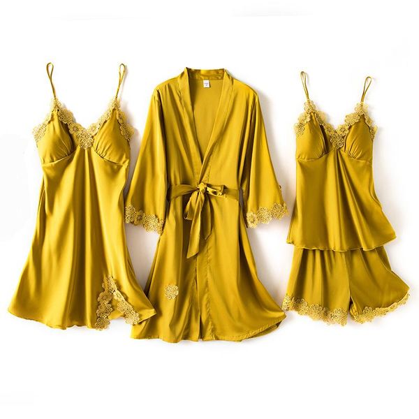women's sleepwear female yellow 4pcs robe gown set backless full sleeve shirt&shorts bathrobe sweet lace flower satin summer, Black;red
women's sleepwear female yellow 4pcs robe gown set backless full sleeve shirt&shorts bathrobe sweet lace flower satin summer, Black;red