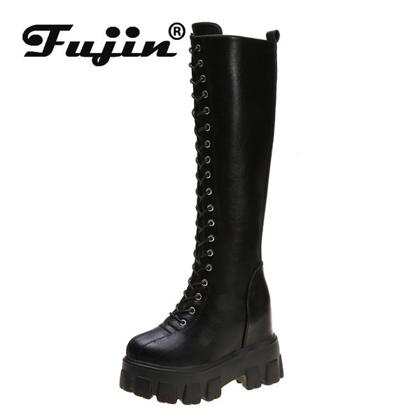 fujin fashion women cross strap pu leather boots autumn winter knee high boots ladies thick sole platform botas mujer y1221, Black
fujin fashion women cross strap pu leather boots autumn winter knee high boots ladies thick sole platform botas mujer y1221, Black