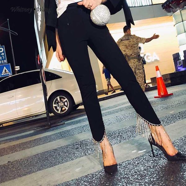 women's pants & capris whitney wang 2021 autumn fashion streetwear high stretch skinny diamonds tassel women lady trousers1, Black;white
women's pants & capris whitney wang 2021 autumn fashion streetwear high stretch skinny diamonds tassel women lady trousers1, Black;white
