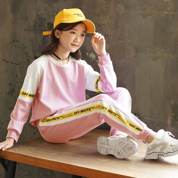 2020 new little girls, middle school children's spring and autumn sports suit, White
2020 new little girls, middle school children's spring and autumn sports suit, White