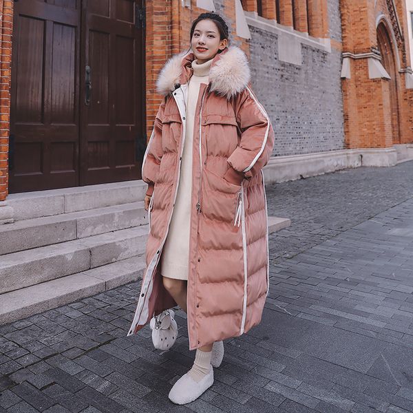 2021 women's padded cotton jacket winter 90% white duck down material with hood big leather collar loose long woman's velvet coat, Black
2021 women's padded cotton jacket winter 90% white duck down material with hood big leather collar loose long woman's velvet coat, Black