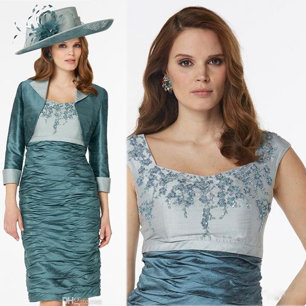spring sheath with jacket mother of bride dresses knee length appliques ruched formal dress for wedding mother groom dresse, Black;red
spring sheath with jacket mother of bride dresses knee length appliques ruched formal dress for wedding mother groom dresse, Black;red
