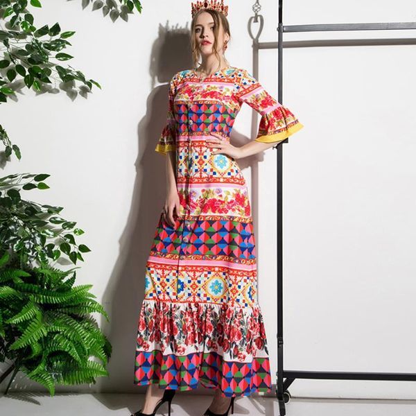 red luxury long dress 2020 spring summer flowers print buttons half flare sleeves casual pretty women slim dress1, Black;gray
red luxury long dress 2020 spring summer flowers print buttons half flare sleeves casual pretty women slim dress1, Black;gray