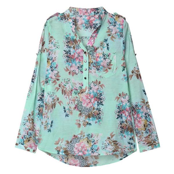 women's blouses & shirts autumn floral printed blusas fashion women v-neck blouse casual pockets female breathable leisure ladies, White
women's blouses & shirts autumn floral printed blusas fashion women v-neck blouse casual pockets female breathable leisure ladies, White