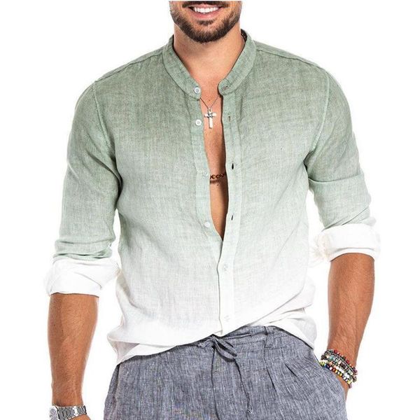 #36 men shirt 2021 fashion gradient color long sleeve button mens clothing shirts casual male loose plain tees, White;black
#36 men shirt 2021 fashion gradient color long sleeve button mens clothing shirts casual male loose plain tees, White;black