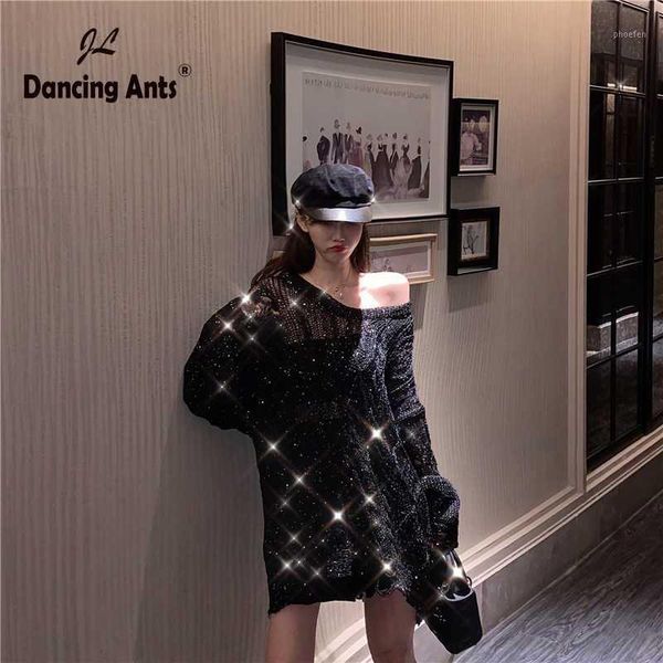 woman knitted sweaters long puff sleeve o-neck streetwear elastic hollow out sequined female long sweaters 2020 spring autumn1, White;black
woman knitted sweaters long puff sleeve o-neck streetwear elastic hollow out sequined female long sweaters 2020 spring autumn1, White;black