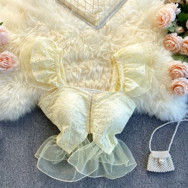 2021 new singiny women knit shreds blouse summer square collar out short vacation all-match blusters bvxp, White
2021 new singiny women knit shreds blouse summer square collar out short vacation all-match blusters bvxp, White
