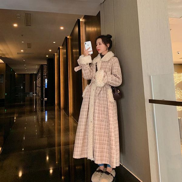 winter lamb wool parka coats vintage female loose warm thick over the knee outwear casual faux fur coat with belt, Black
winter lamb wool parka coats vintage female loose warm thick over the knee outwear casual faux fur coat with belt, Black