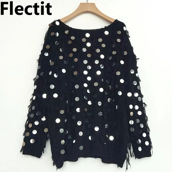 flectit women metallic sequin fringe sweater black white sequined pullover oversized long jumper autumn winter * lj201114, White;black
flectit women metallic sequin fringe sweater black white sequined pullover oversized long jumper autumn winter * lj201114, White;black