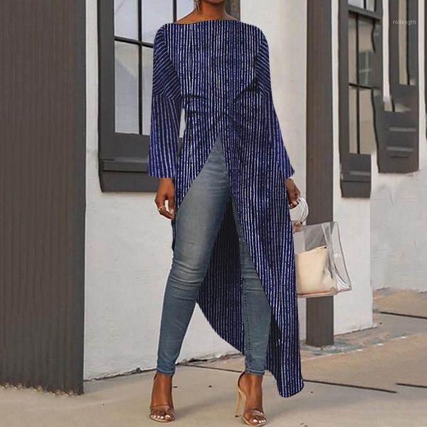 summer long sleeve women striped blouse 2020 vonda party shirts office casual blusa ladies irregular tunic s-5xl1, White 
summer long sleeve women striped blouse 2020 vonda party shirts office casual blusa ladies irregular tunic s-5xl1, White