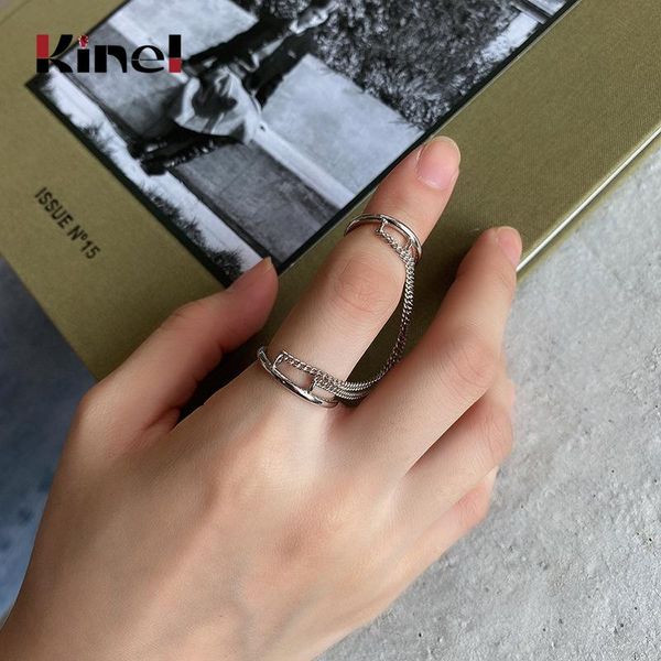 cluster rings kinel 925 sterling silver fashion double chain ring for women jewelry french style anillos de plata ley mujer, Golden;silver
cluster rings kinel 925 sterling silver fashion double chain ring for women jewelry french style anillos de plata ley mujer, Golden;silver