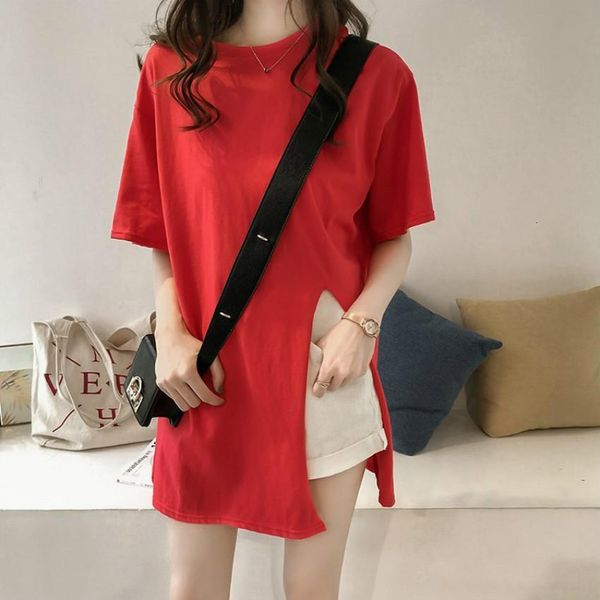 harajuku streetwear t shirt tee women summer solid o neck half sleeve loose oversized side slit long t shirt, White
harajuku streetwear t shirt tee women summer solid o neck half sleeve loose oversized side slit long t shirt, White