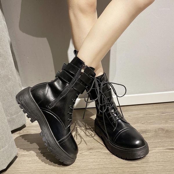 fashion pu leather ankle boots for women round toe flats lace up platform shoes woman autumn winter motorcycle botas 20201, Black
fashion pu leather ankle boots for women round toe flats lace up platform shoes woman autumn winter motorcycle botas 20201, Black