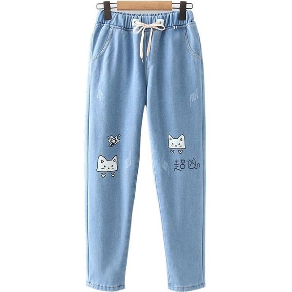 women's jeans blue solid cartoon print washed casual ankle length denim woman 2021 winter sweet style plus velvet warm fleece trousers
women's jeans blue solid cartoon print washed casual ankle length denim woman 2021 winter sweet style plus velvet warm fleece trousers