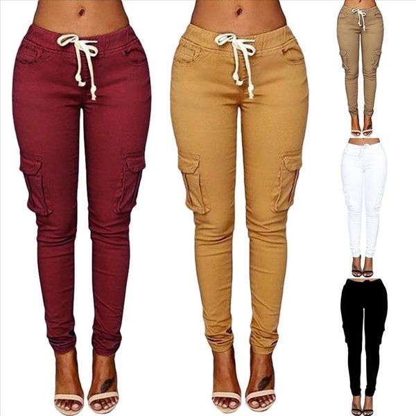 women casual solid color skinny cargo pants pockets drawstring sports joggers trousers new chic vintage drop shipping, Black;white
women casual solid color skinny cargo pants pockets drawstring sports joggers trousers new chic vintage drop shipping, Black;white