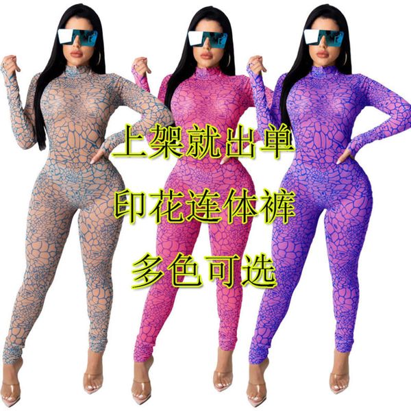 fdy057 women's one piece garment temperament long sleeve printed slim one-piece pants, Black;gray
fdy057 women's one piece garment temperament long sleeve printed slim one-piece pants, Black;gray