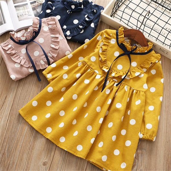 0-6 years girl dress spring cartoon casual full sleeves dot kid children girls clothing princess dress pink yellow blue lj200923, Red;yellow
0-6 years girl dress spring cartoon casual full sleeves dot kid children girls clothing princess dress pink yellow blue lj200923, Red;yellow