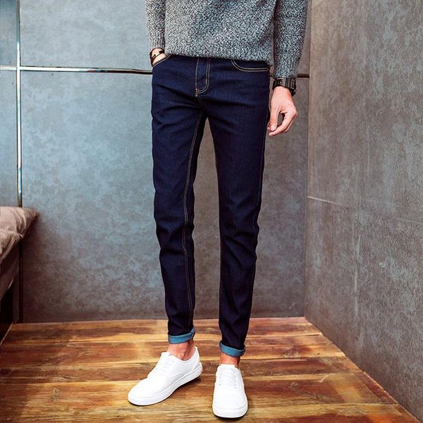 new men denim jeans solid color stretch fashion slim fit skinny casual long pencil pant black jeans trousers, Blue
new men denim jeans solid color stretch fashion slim fit skinny casual long pencil pant black jeans trousers, Blue