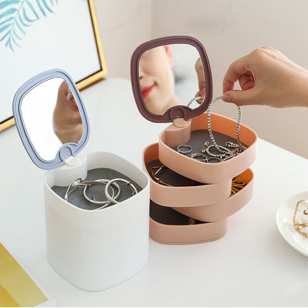 rotating jewelry storage ontainer with mirror necklace earring organizer display box
rotating jewelry storage ontainer with mirror necklace earring organizer display box