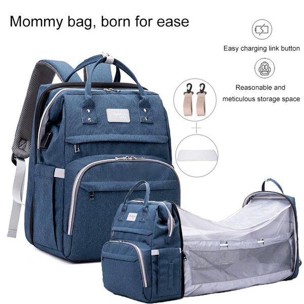 Baby Bed Large Capacity Diaper Bag Backpack Multifunctional Baby Bed Bags Maternity Nursing Handbag Stroller Bag With Hooks