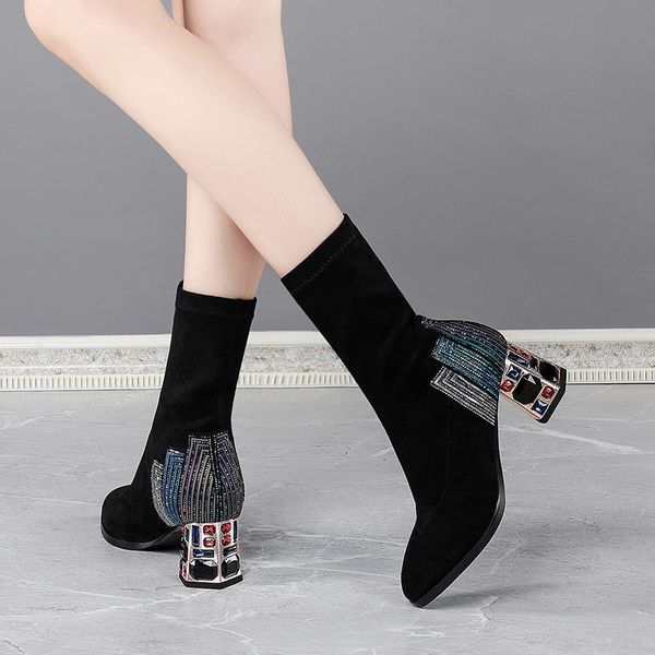 2021 new crystal decoration ladies ankle boots stretch fabric high heels women pumps winter party working shoes woman, Black
2021 new crystal decoration ladies ankle boots stretch fabric high heels women pumps winter party working shoes woman, Black