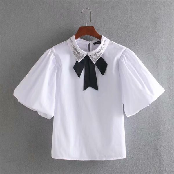 2020 spring women simply bow tied beading decoration poplin blouse shirts women chic lantern sleeve blusas chemise ls6480, White
2020 spring women simply bow tied beading decoration poplin blouse shirts women chic lantern sleeve blusas chemise ls6480, White