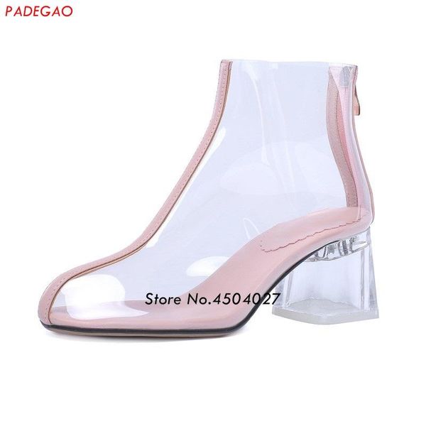new women pvc ankle boots pointed toe crystal heel transparent women boots clear high heels zipper shoes, Black
new women pvc ankle boots pointed toe crystal heel transparent women boots clear high heels zipper shoes, Black