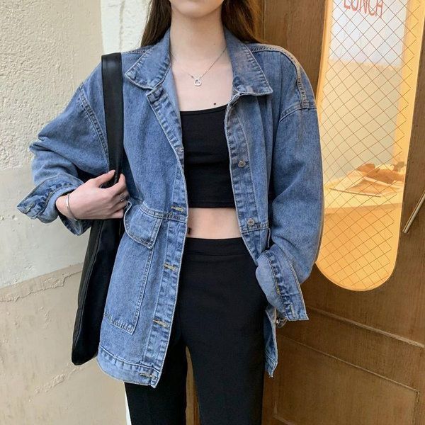 autumn long women denim jackets 2020 lapel long sleeve casual jeans jackets vintage loose coats single breasted oversize outwear, Black;brown
autumn long women denim jackets 2020 lapel long sleeve casual jeans jackets vintage loose coats single breasted oversize outwear, Black;brown