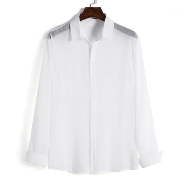 men's casual shirts summer solid white men's shirt thin soft breathable fashion classic turn-down collar long sleeve see-through s, White;black
men's casual shirts summer solid white men's shirt thin soft breathable fashion classic turn-down collar long sleeve see-through s, White;black