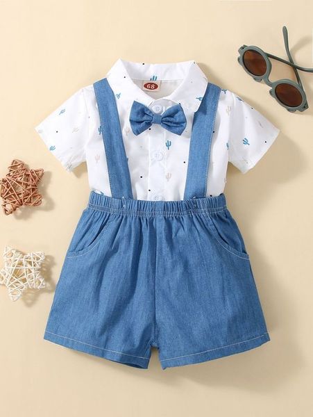 baby cactus print bow front bodysuit & pinafore shorts she, White
baby cactus print bow front bodysuit & pinafore shorts she, White