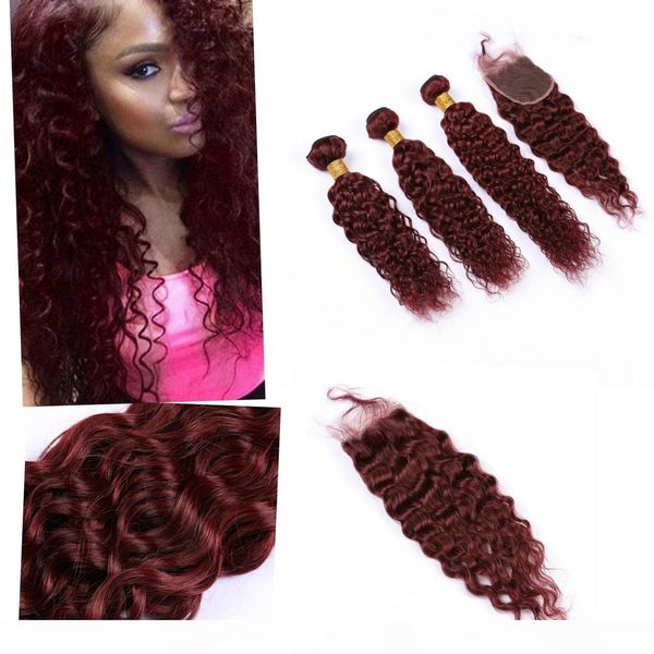brazilian extension human hair bundles with closure 4" * 4" #99j color water wavy 3 bundle deal brazilian hair, Black;brown
brazilian extension human hair bundles with closure 4" * 4" #99j color water wavy 3 bundle deal brazilian hair, Black;brown