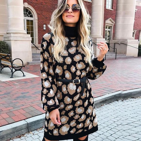 casual dresses women's long sleeve printed turtleneck sweater slim straight mini dress autumn/winter wear (does not include belt), Black;gray
casual dresses women's long sleeve printed turtleneck sweater slim straight mini dress autumn/winter wear (does not include belt), Black;gray