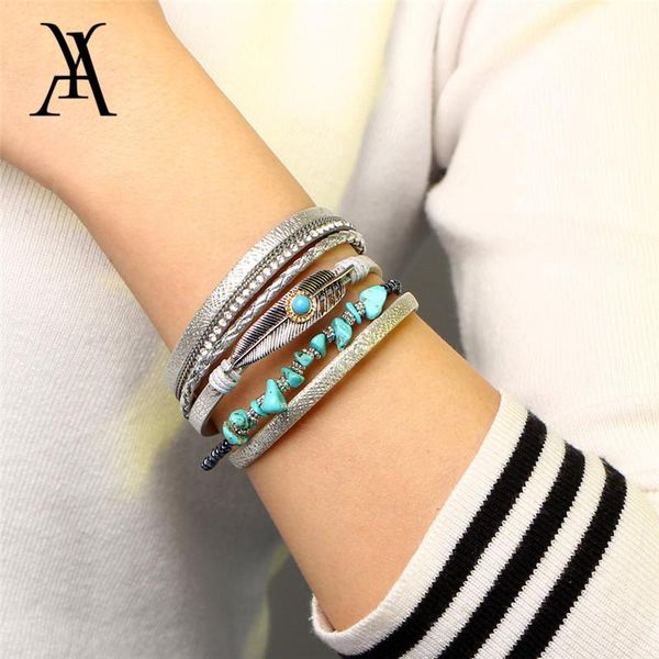 Bohemian Multiple Layers Feather Leather Bracelets For Women Vintage Crystal Nature Stone Leaf Men Bracelet Boho Party Jewelry, Golden;silver
Bohemian Multiple Layers Feather Leather Bracelets For Women Vintage Crystal Nature Stone Leaf Men Bracelet Boho Party Jewelry, Golden;silver