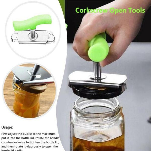 stainless steel can opener adjustable jar opener manual spiral seal lid remover twist off screw bottle opener kitche bbyioi 
stainless steel can opener adjustable jar opener manual spiral seal lid remover twist off screw bottle opener kitche bbyioi