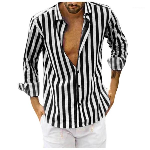 men fashion vertical striped slim fit long sleeve casual button shirts plus size autumn turn-down collar blouse for male1, White;black
men fashion vertical striped slim fit long sleeve casual button shirts plus size autumn turn-down collar blouse for male1, White;black