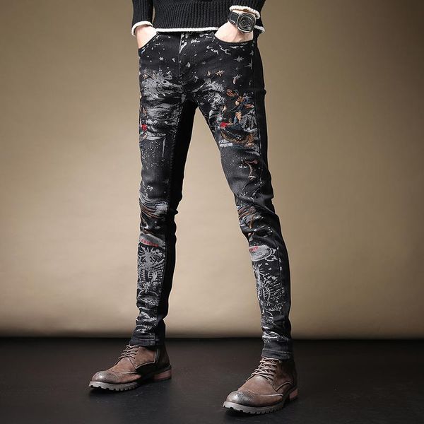 men's jeans fashion embroidery black men autumn winter cotton stretch slim fit denim pants, Blue
men's jeans fashion embroidery black men autumn winter cotton stretch slim fit denim pants, Blue