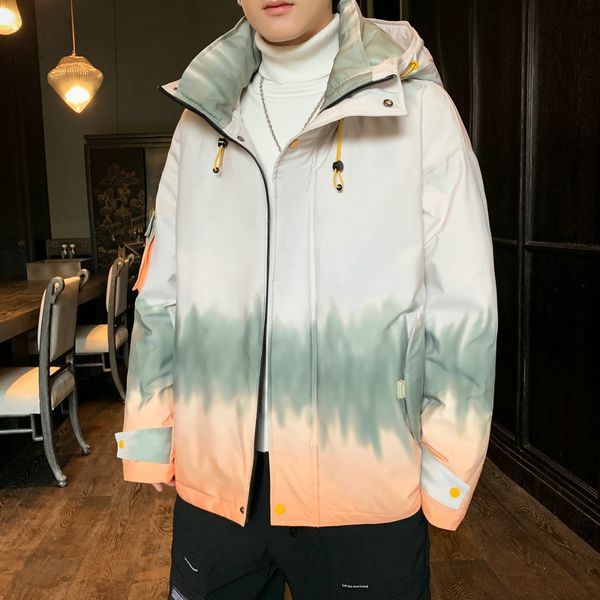 men's clothing han edition personality down wear men's white duck down cartoon three color gradient with thick coat y1118, Black
men's clothing han edition personality down wear men's white duck down cartoon three color gradient with thick coat y1118, Black