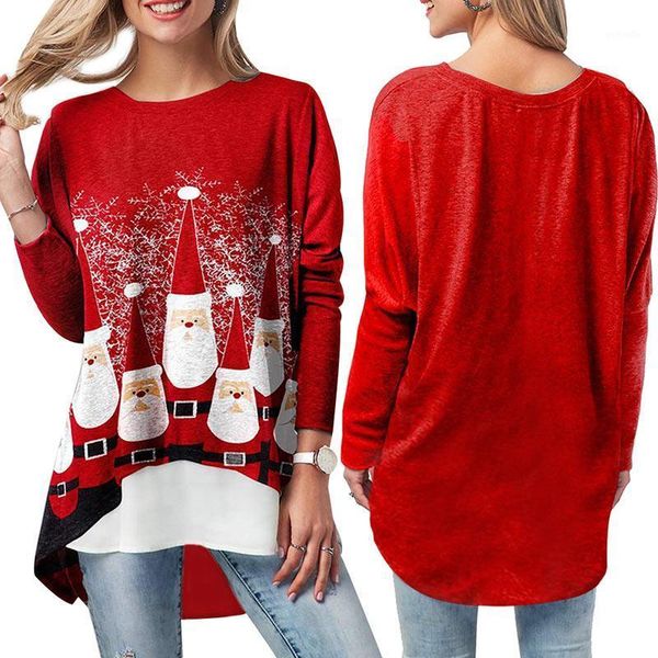 women christmas print long sleeve t-shirt fashionable fake two piece round neck comfortable-wt1, White
women christmas print long sleeve t-shirt fashionable fake two piece round neck comfortable-wt1, White