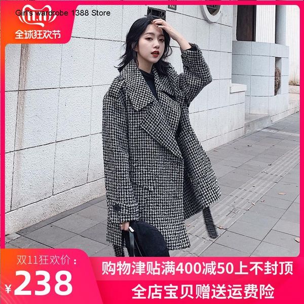 woolen coat autumn and winter new fashion in popular thousand bird thickened small style woolen coat women's, Black
woolen coat autumn and winter new fashion in popular thousand bird thickened small style woolen coat women's, Black