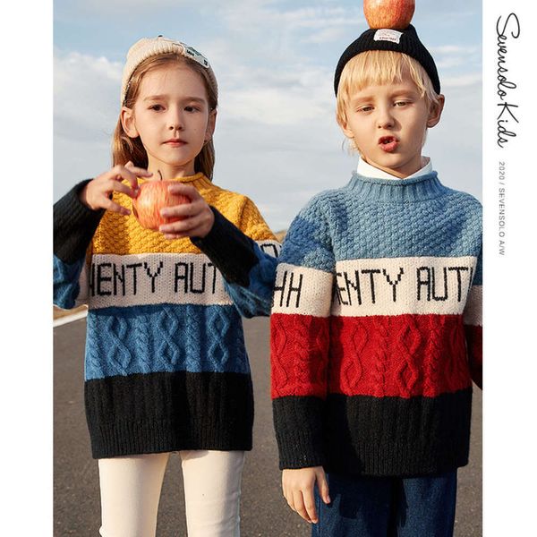 color matching girls' sweater autumn and winter 2020 new foreign sle children's wear pullover thickened baby's knitted bottom, Blue
color matching girls' sweater autumn and winter 2020 new foreign sle children's wear pullover thickened baby's knitted bottom, Blue
