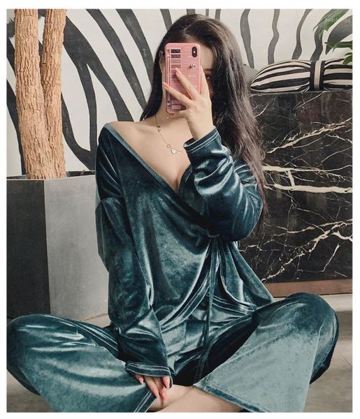 kimono autumn winter pajamas for women deep v-neck gold velvet homewear pijama women pajama sets long pant set nightwear1, Black;red
kimono autumn winter pajamas for women deep v-neck gold velvet homewear pijama women pajama sets long pant set nightwear1, Black;red