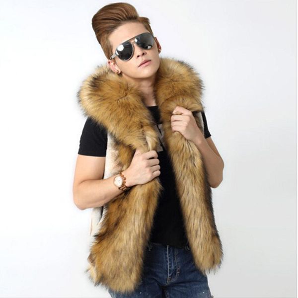 men's fur & faux s-6xl fashion autumn and winter hooded vest imitation jacket coat, Black
men's fur & faux s-6xl fashion autumn and winter hooded vest imitation jacket coat, Black