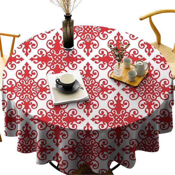 round tablecloth cotton linen dust-proof table cover western style floral scroll motif swirled lines antique royal ornament with framework 
round tablecloth cotton linen dust-proof table cover western style floral scroll motif swirled lines antique royal ornament with framework