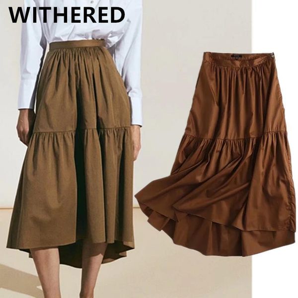 withered faldas mujer moda 2020 england style vintage cascading high waist loose casual asymmetry skirt women long skirts womens, Black 
withered faldas mujer moda 2020 england style vintage cascading high waist loose casual asymmetry skirt women long skirts womens, Black